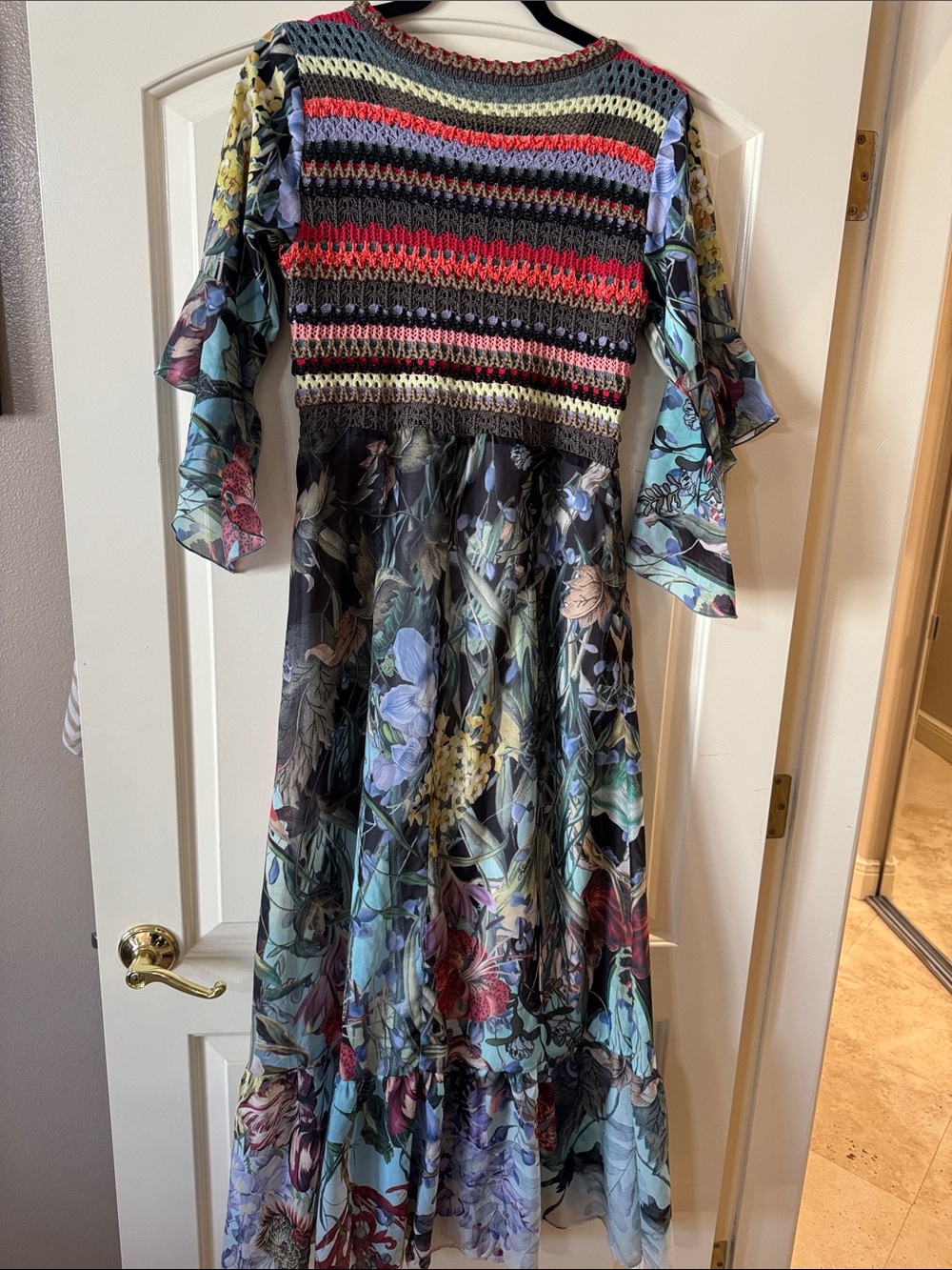 Johnny Was Multicolor Floral Crochet-Bodice Maxi Dress S - Picture 7 of 7